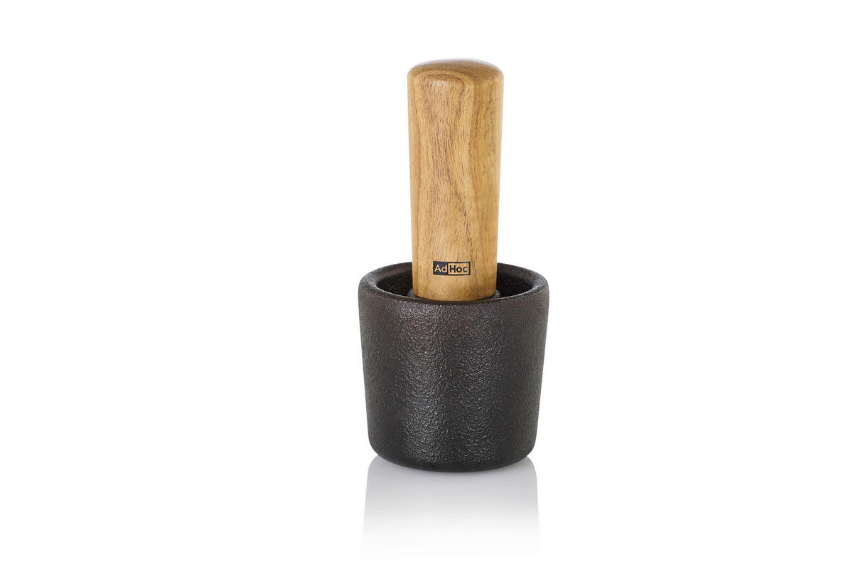 MÖRSERSET CAMO  - Schwarz/Akaziefarben, Design, Holz/Metall (6,2/6cm) - AdHoc