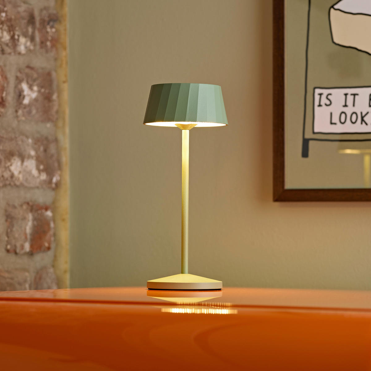 AKKU-TISCHLEUCHTE Facetta 9,2/9,2/22,2 cm   - Salbeigrün, Basics, Metall (9,2/9,2/22,2cm)