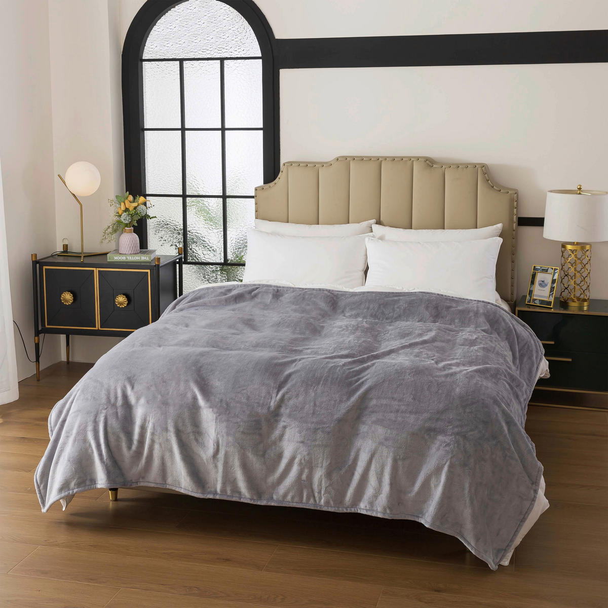 ÁGYTAKARÓ  - szürke, Basics, textil (150/4/200cm)