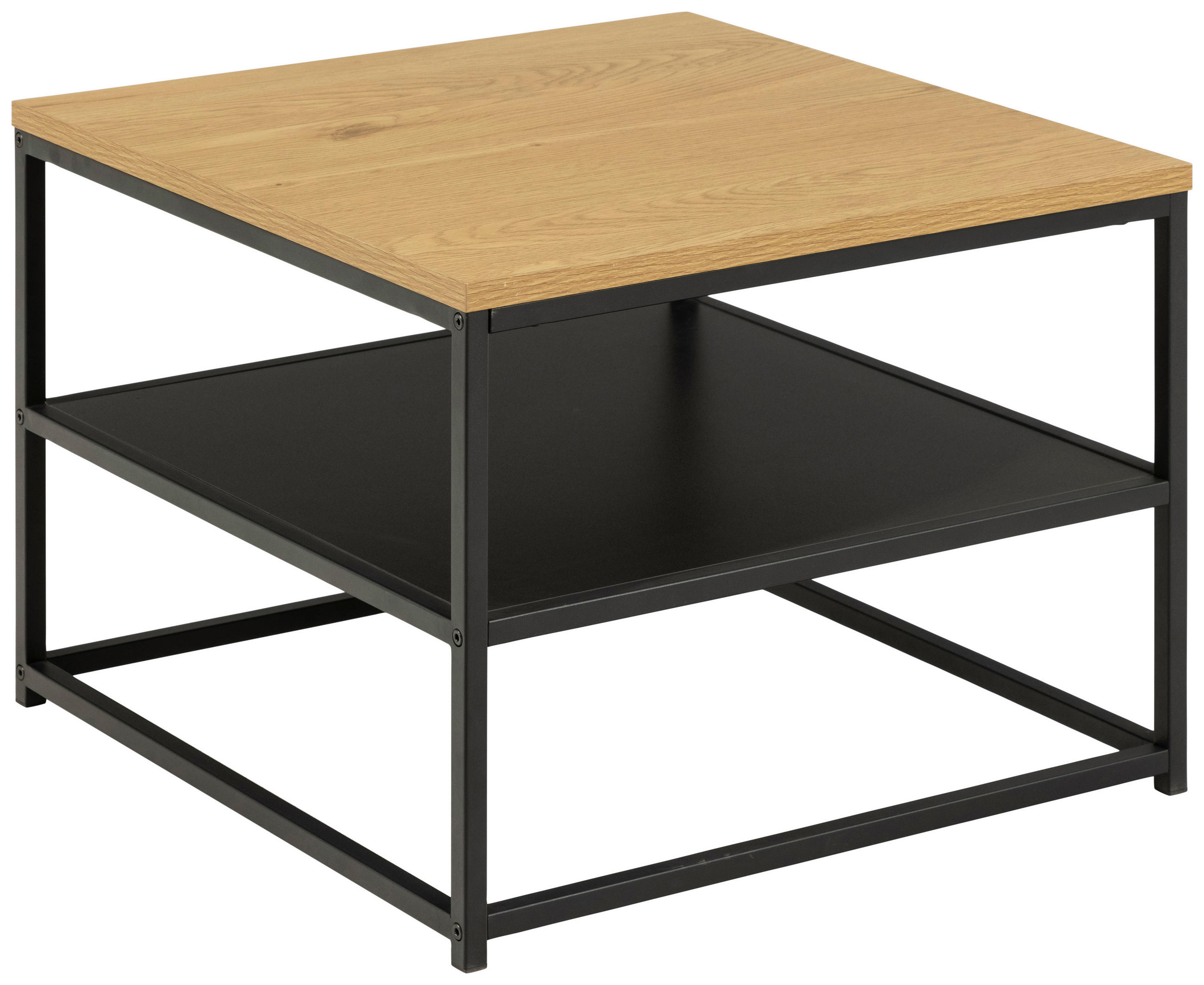 COUCHTISCH 55/55/42 cm quadratisch Schwarz, Eichefarben  - Eichefarben/Schwarz, Trend, Holzwerkstoff/Metall (55/55/42cm) - MID.YOU