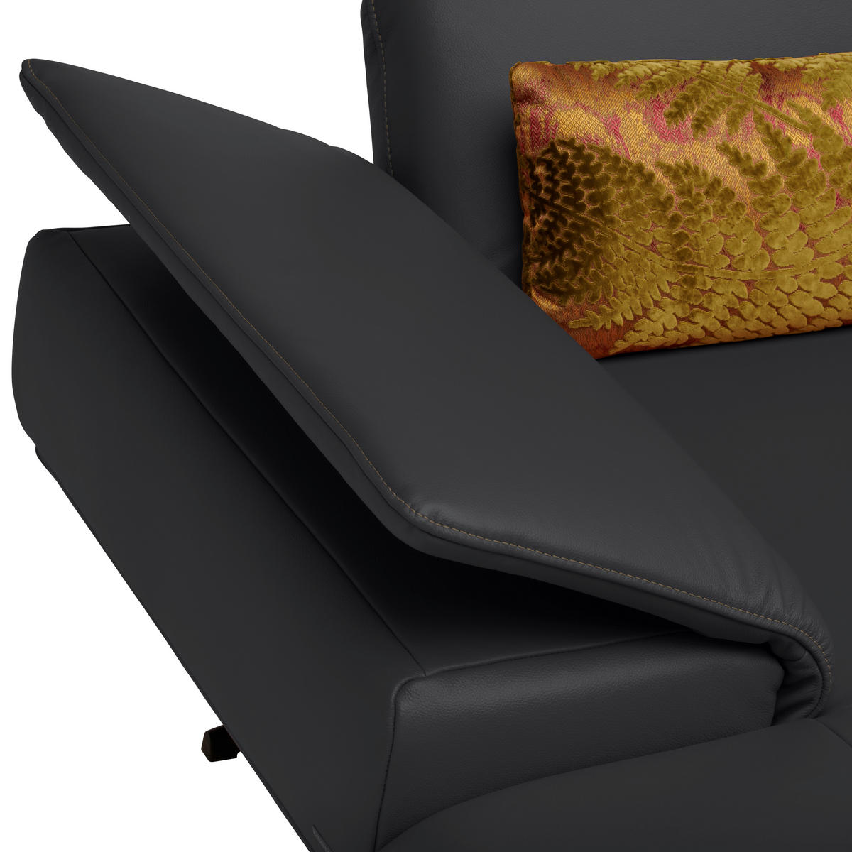 ECKSOFA in Echtleder Schwarz  - Beige/Schwarz, Design, Leder/Metall (150/242cm) - Koinor