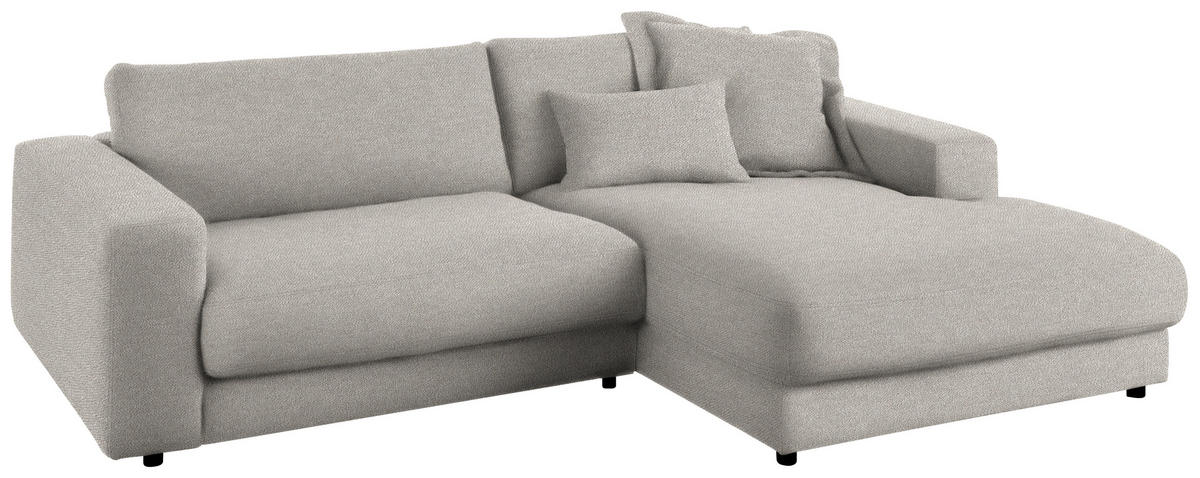 ECKSOFA in Flachgewebe Hellgrau  - Hellgrau/Schwarz, Design, Kunststoff/Textil (270/190cm) - Lomoco