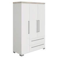 KLEIDERSCHRANK in Weiss, Eichefarben  - Weiss/Eichefarben, Basics, Holzwerkstoff/Metall (135,3/205,9/55,6cm) - Paidi