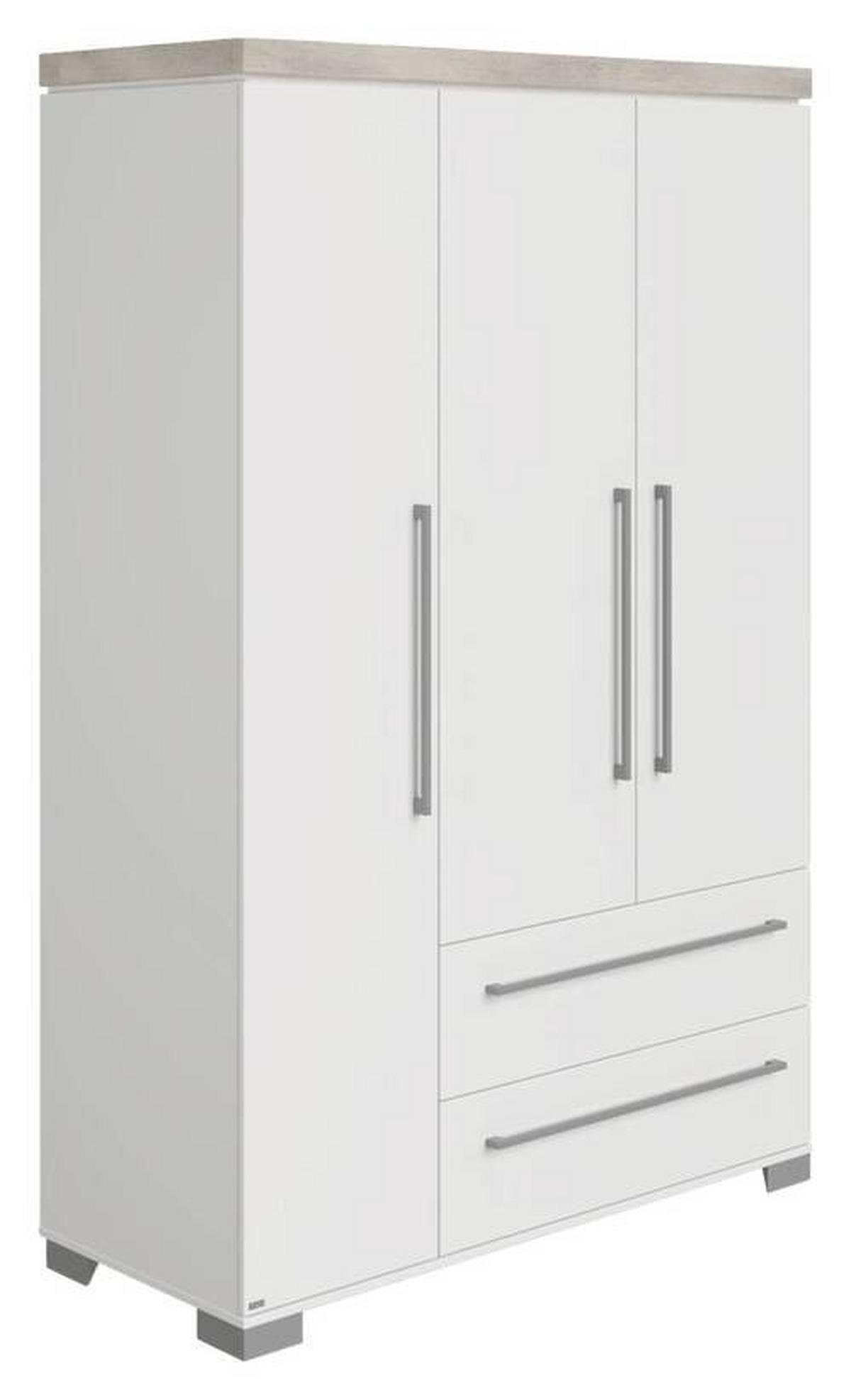 KLEIDERSCHRANK in Weiss, Eichefarben  - Weiss/Eichefarben, Basics, Holzwerkstoff/Metall (135,3/205,9/55,6cm) - Paidi