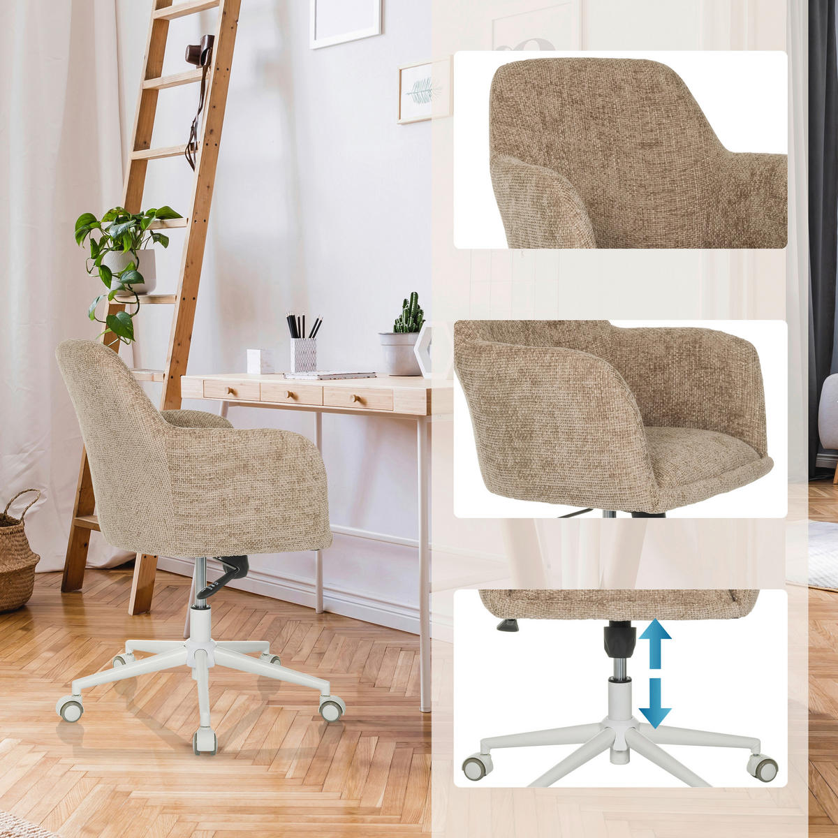 DREHSTUHL Beige  - Beige/Weiß, MODERN, Kunststoff/Textil (58/78/60cm) - MID.YOU