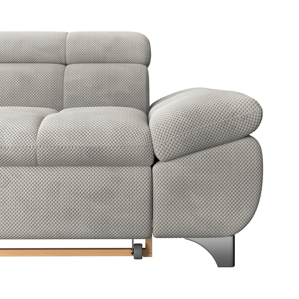 ECKSOFA Beige Chenille  - Chromfarben/Beige, KONVENTIONELL, Textil/Metall (234/312cm) - Livetastic