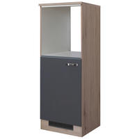 GERÄTEUMBAUSCHRANK 60/168,5/60 cm  in Dunkelgrau, Eiche San Remo  - Edelstahlfarben/Dunkelgrau, MODERN, Holzwerkstoff/Metall (60/168,5/60cm) - FlexWell