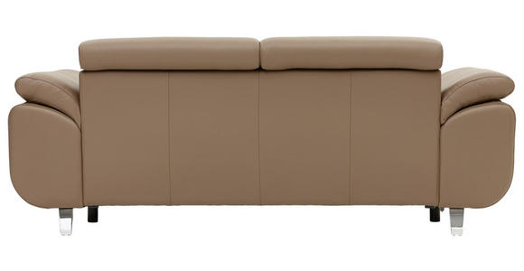 DREISITZER-SOFA Echtleder Hellbraun - Hellbraun/Chromfarben, Natur, Leder/Holz (217/100/105cm) - Valnatura
