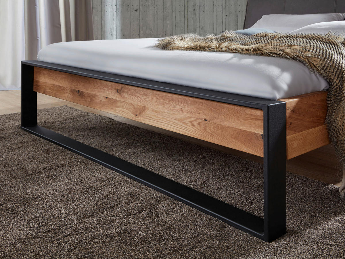 BALKENBETT 180/200 cm  Wildeiche   - Wildeiche/Anthrazit, Modern, Holz/Textil (180/200cm) - Livetastic