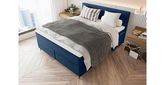 BOXSPRINGBETT 180/200 cm  in Dunkelblau  - Schwarz/Dunkelblau, KONVENTIONELL, Textil/Metall (180/200cm) - Carryhome