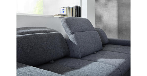 Wohnlandschaft inkl.Funktionen Grau, Hellblau Webstoff - Alufarben/Grau, KONVENTIONELL, Textil/Metall (286/216cm) - Cantus