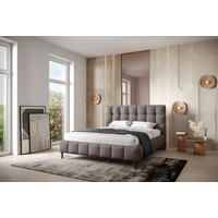 POLSTERBETT gepolstertes Kopfteil, Lattenrost Schlammfarben 180/200 cm  - Schlammfarben/Schwarz, MODERN, Holz/Holzwerkstoff (180/200cm) - Livetastic