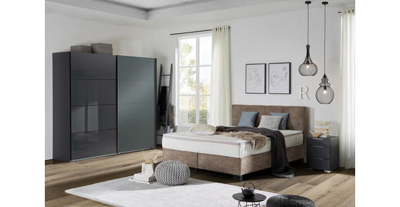 BOXSPRINGBETT 160/200 cm  in Taupe  - Taupe/Schwarz, Design, Kunststoff/Textil (160/200cm) - Hom`in