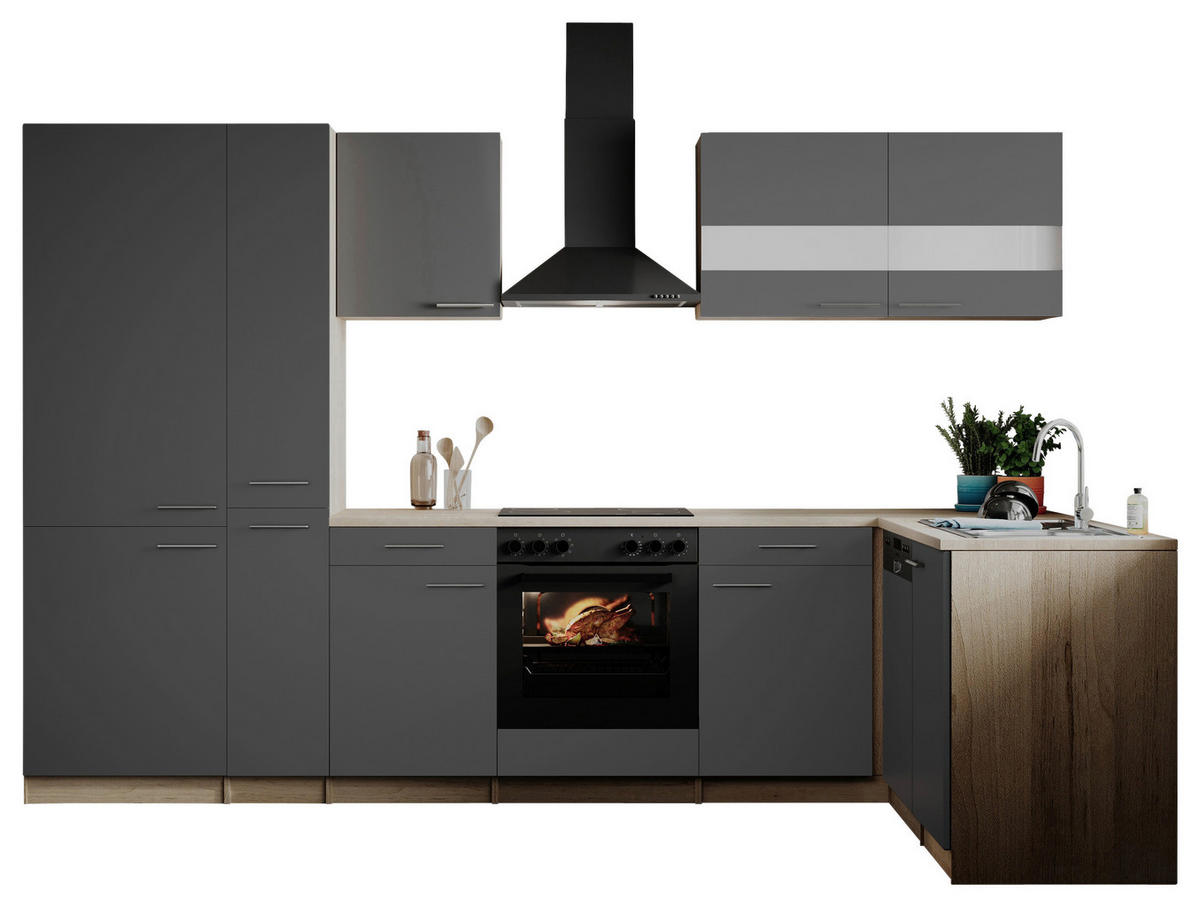 HÖRNKÖK 310/172 cm  i grå  - stålfärgad/grå, Basics, metall/trämaterial (310/172cm) - Respekta