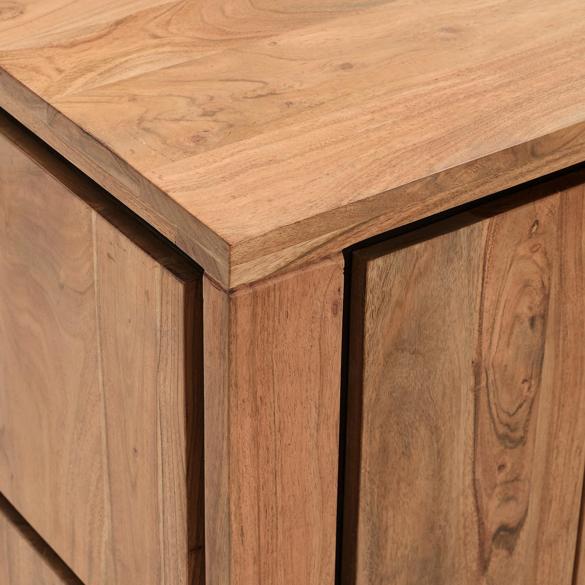 SIDEBOARD  in 175/80/40 cm  - Schwarz/Akaziefarben, Natur, Glas/Holz (175/80/40cm) - Livetastic