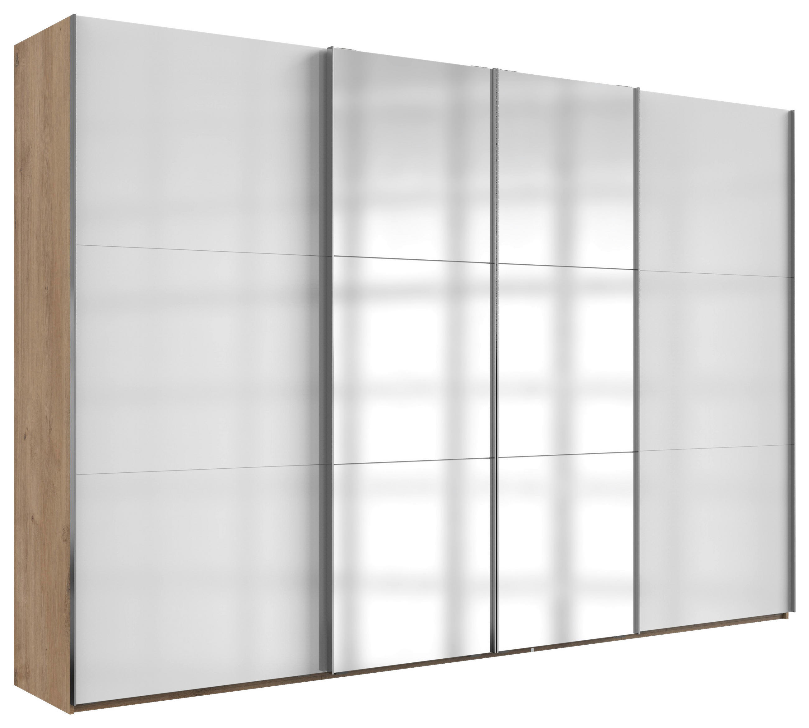 SCHWEBETÜRENSCHRANK 350/216/65 cm 4-türig  - Chromfarben/Weiß Hochglanz, MODERN, Holzwerkstoff/Metall (350/216/65cm) - MID.YOU