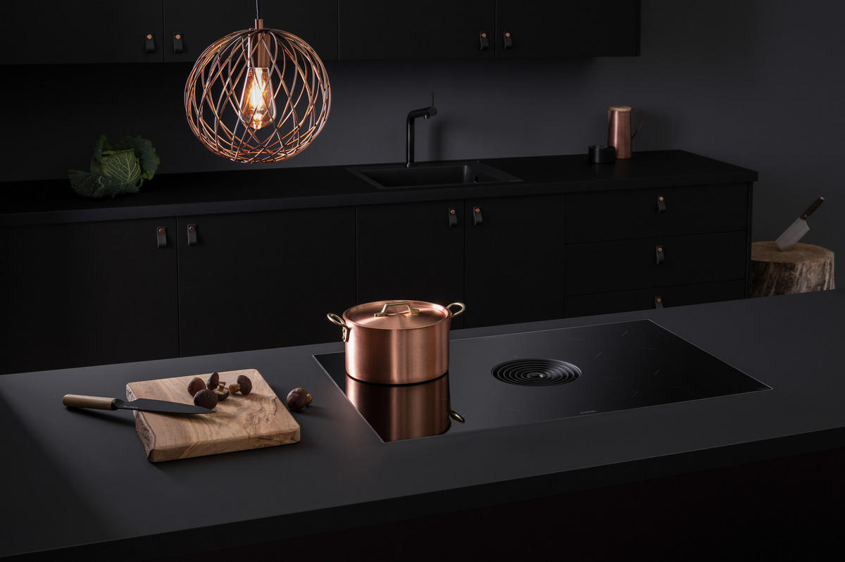 KOCHFELD-DUNSTABZUG-KOMBI Puru  - Schwarz, Basics, Glas/Metall (76/51,5cm) - Bora