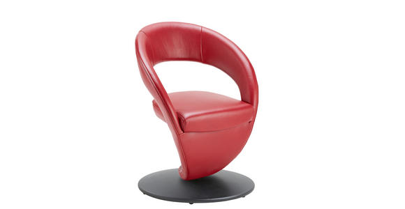 STUHL in Echtleder pigmentiert Leder - Rot/Schwarz, Design, Leder/Metall (62/86/61cm) - Moderano