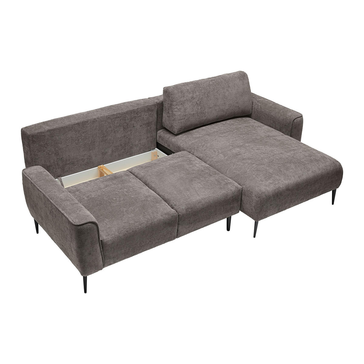 HÖRNSOFFA i vävt tyg gråbrun  - gråbrun/svart, Modern, metall/textil (255/164cm) - MID.YOU