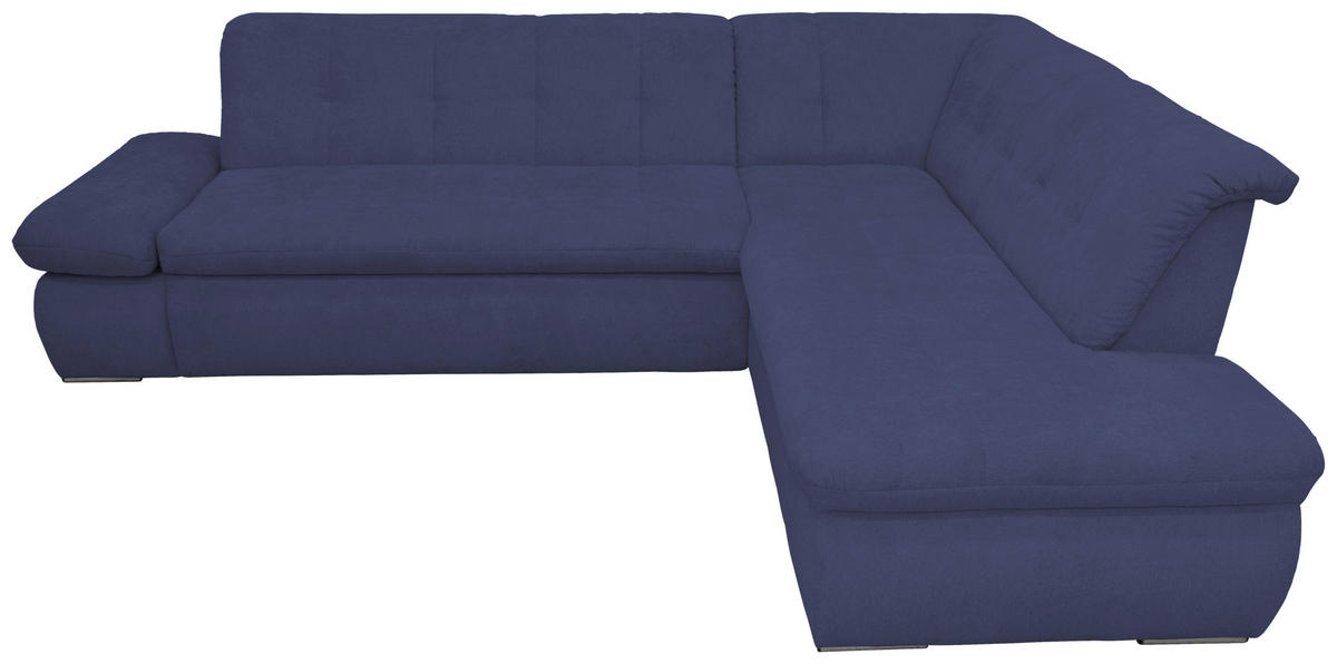 ECKSOFA Dunkelblau Mikrofaser  - Chromfarben/Dunkelblau, KONVENTIONELL, Textil/Metall (273/216cm) - MID.YOU