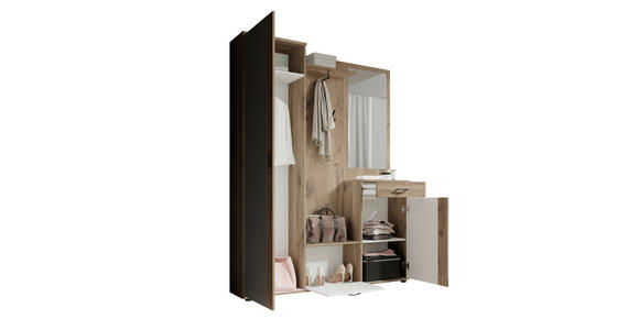 GARDEROBE 6-teilig in 145/184/29 cm - Eichefarben/Grau, Basics, Holzwerkstoff (145/184/29cm) - Carryhome