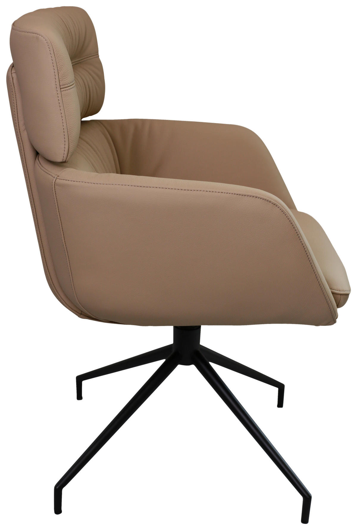ARMLEHNSTUHL  in Eisen Echtleder pigmentiert  - Hellbraun/Schwarz, Design, Leder/Metall (62/92/66cm) - Dieter Knoll
