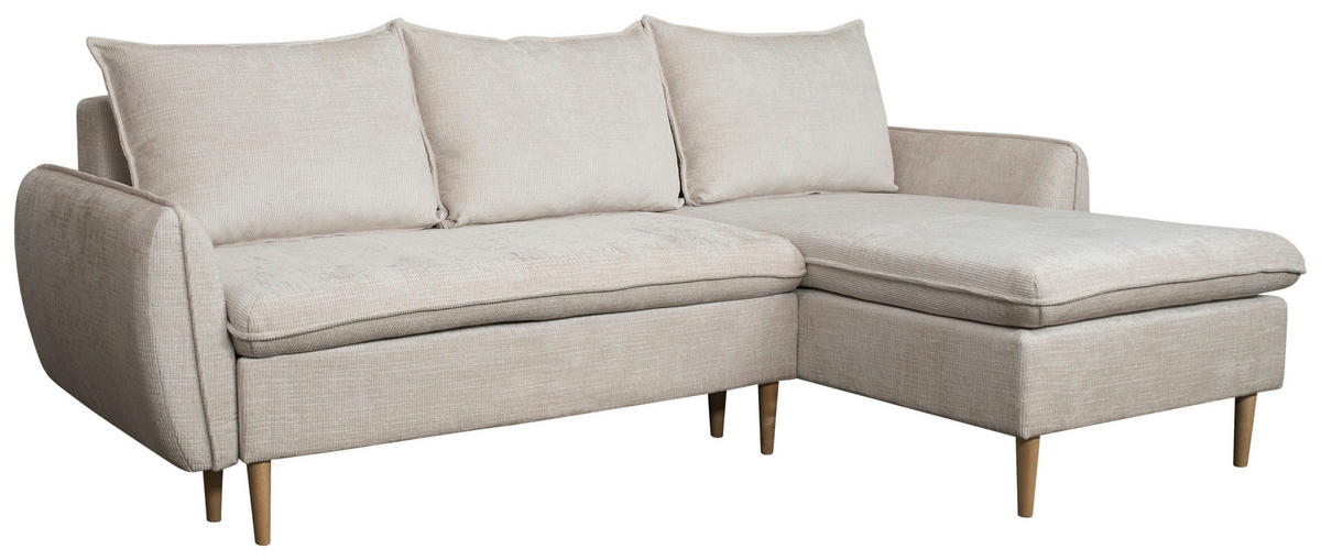 ECKSOFA Perlmutt Chenille  - Buchefarben/Perlmutt, KONVENTIONELL, Holz/Textil (244/163cm) - Carryhome