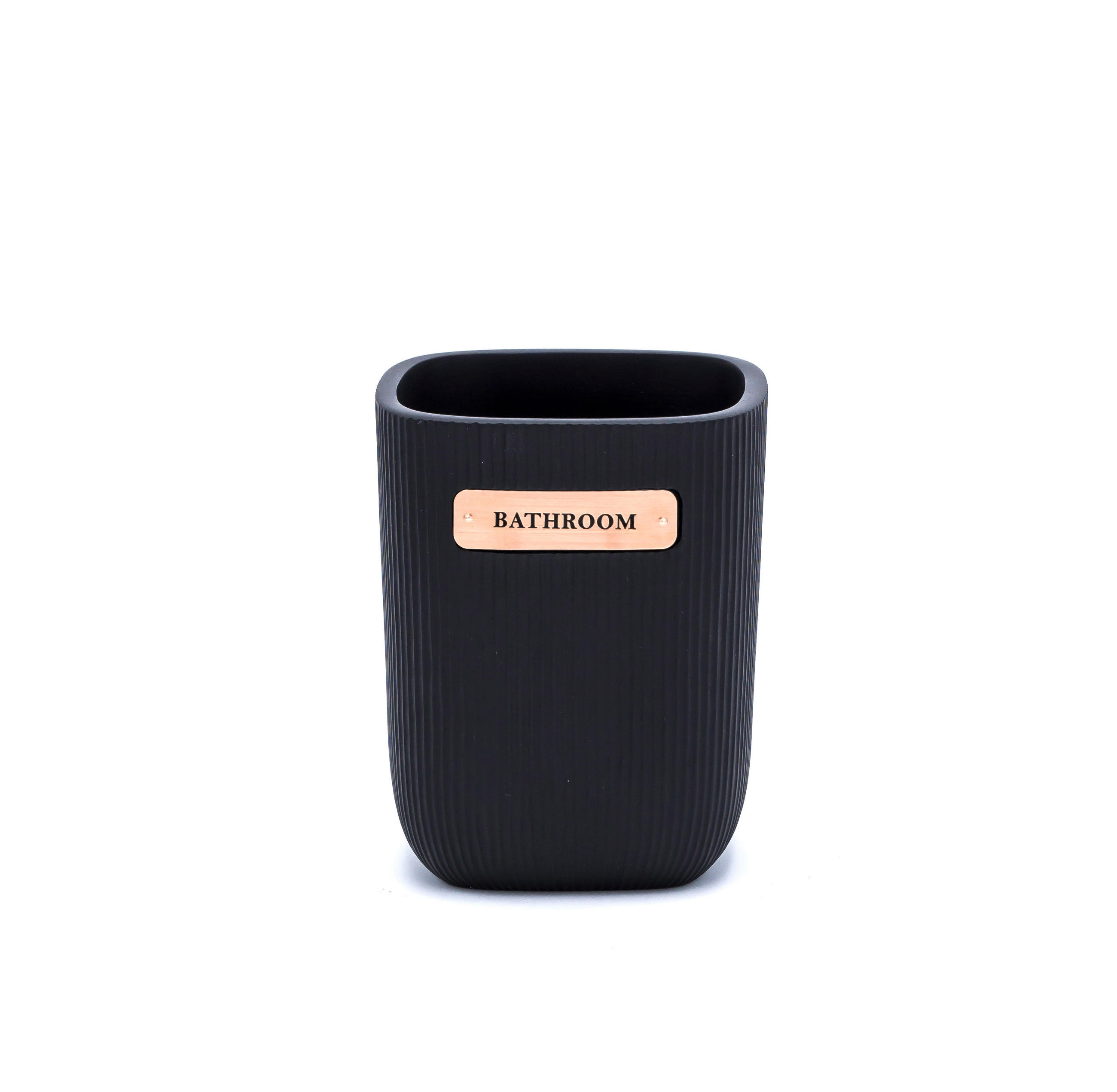 ZAHNPUTZBECHER Metall, Kunststoff  - Schwarz/Kupferfarben, Basics, Kunststoff/Metall (7,9/9,7/7,9cm) - Sadena