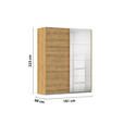 SCHWEBETÜRENSCHRANK  in Eichefarben  - Eichefarben, Design, Glas/Holzwerkstoff (181/223/68cm) - Novel