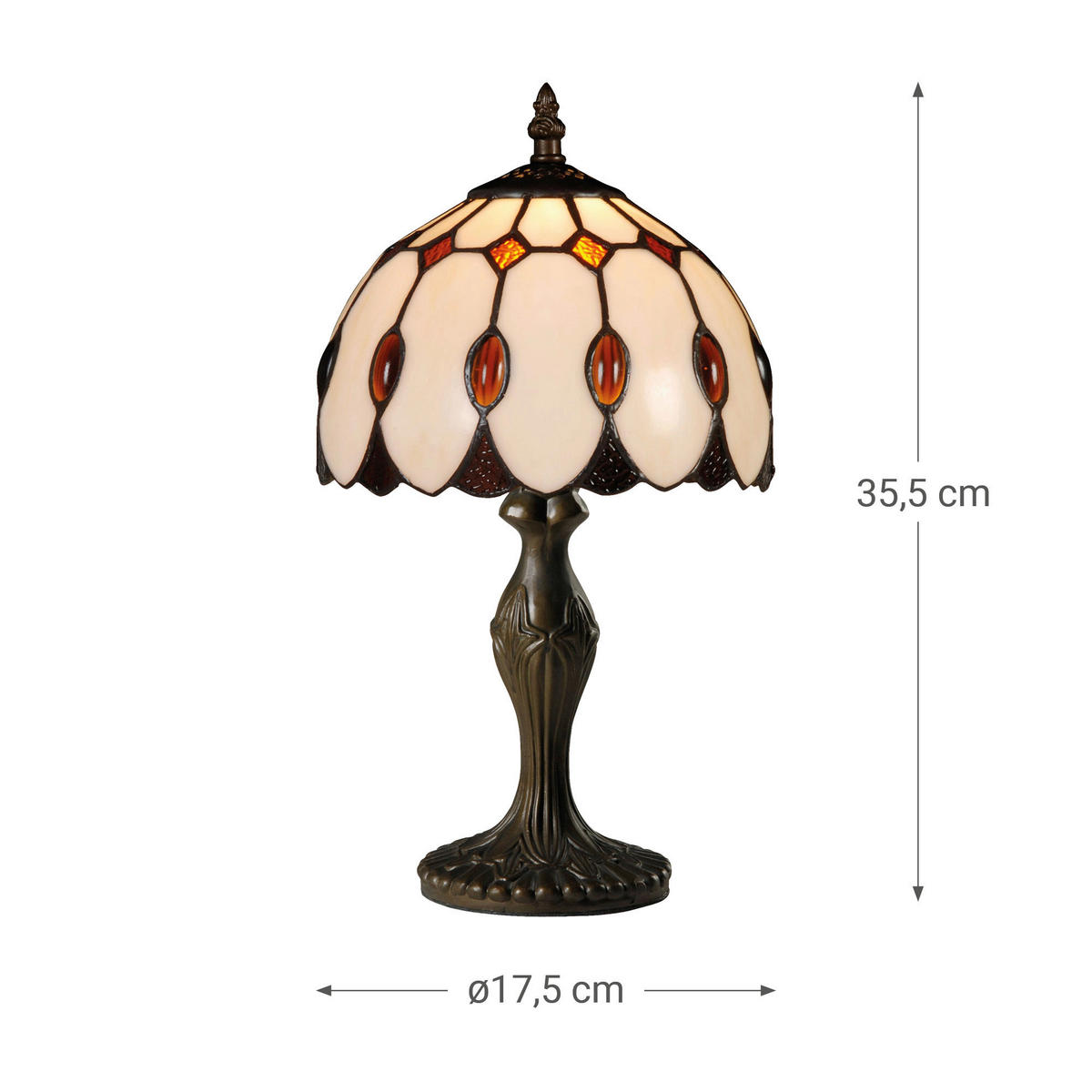 ASZTALI LÁMPA - barna/többszínű, Basics, Üveg/fém (17.5/35.5/17.5cm)