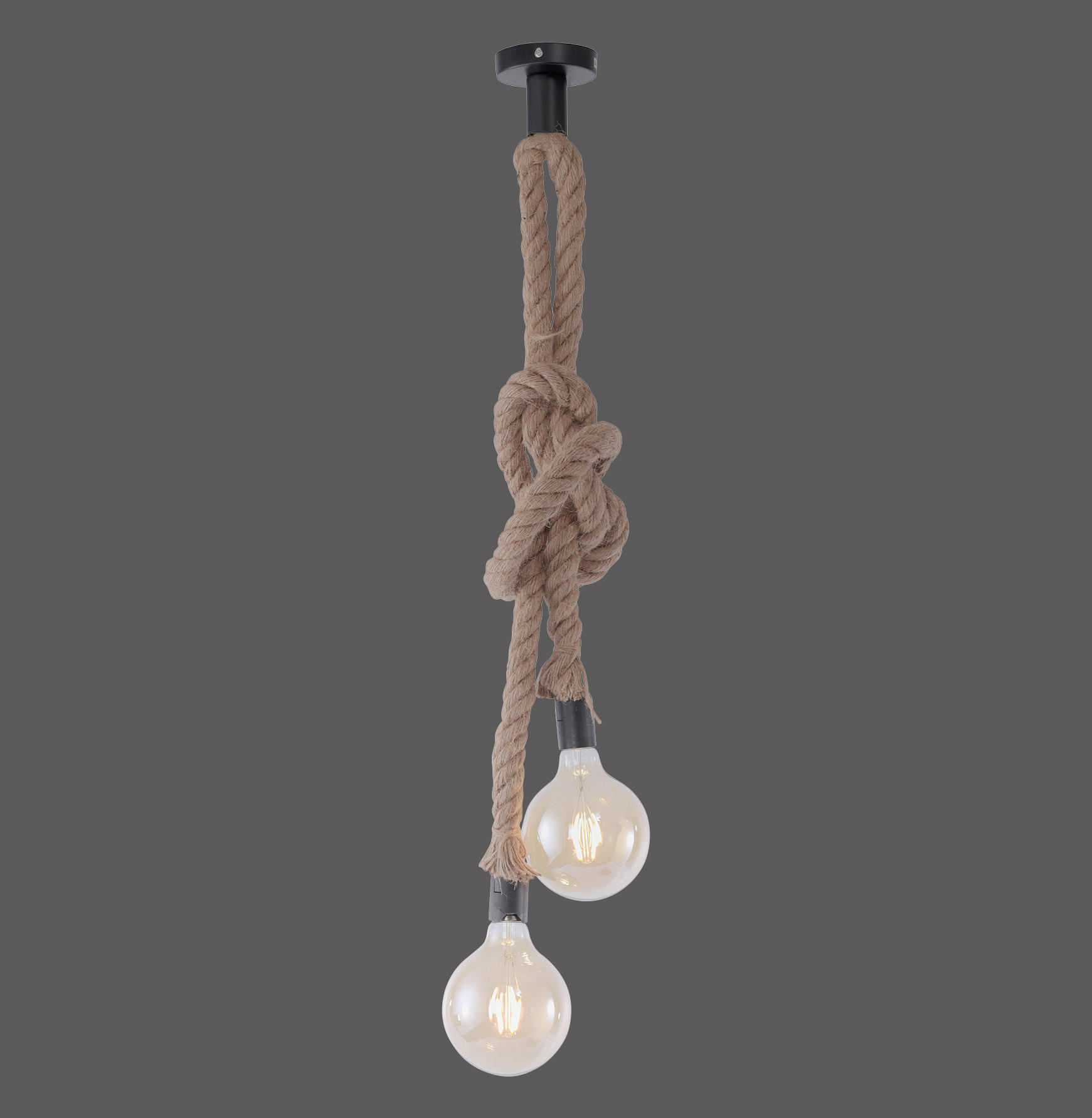 ZÁVĚSNÉ SVÍTIDLO, 10/155 cm  - černá, Trend, kov/přírodní materiály (10/155cm)