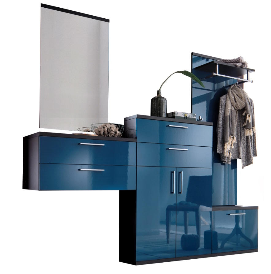 GARDEROBE Anthrazit, Petrol - Anthrazit/Petrol, Design, Glas (222/201/35cm) - Cassando