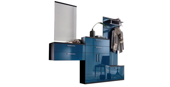 GARDEROBE 5-teilig in 222/201/35 cm - Anthrazit/Petrol, Design, Glas/Holzwerkstoff (222/201/35cm) - Moderano