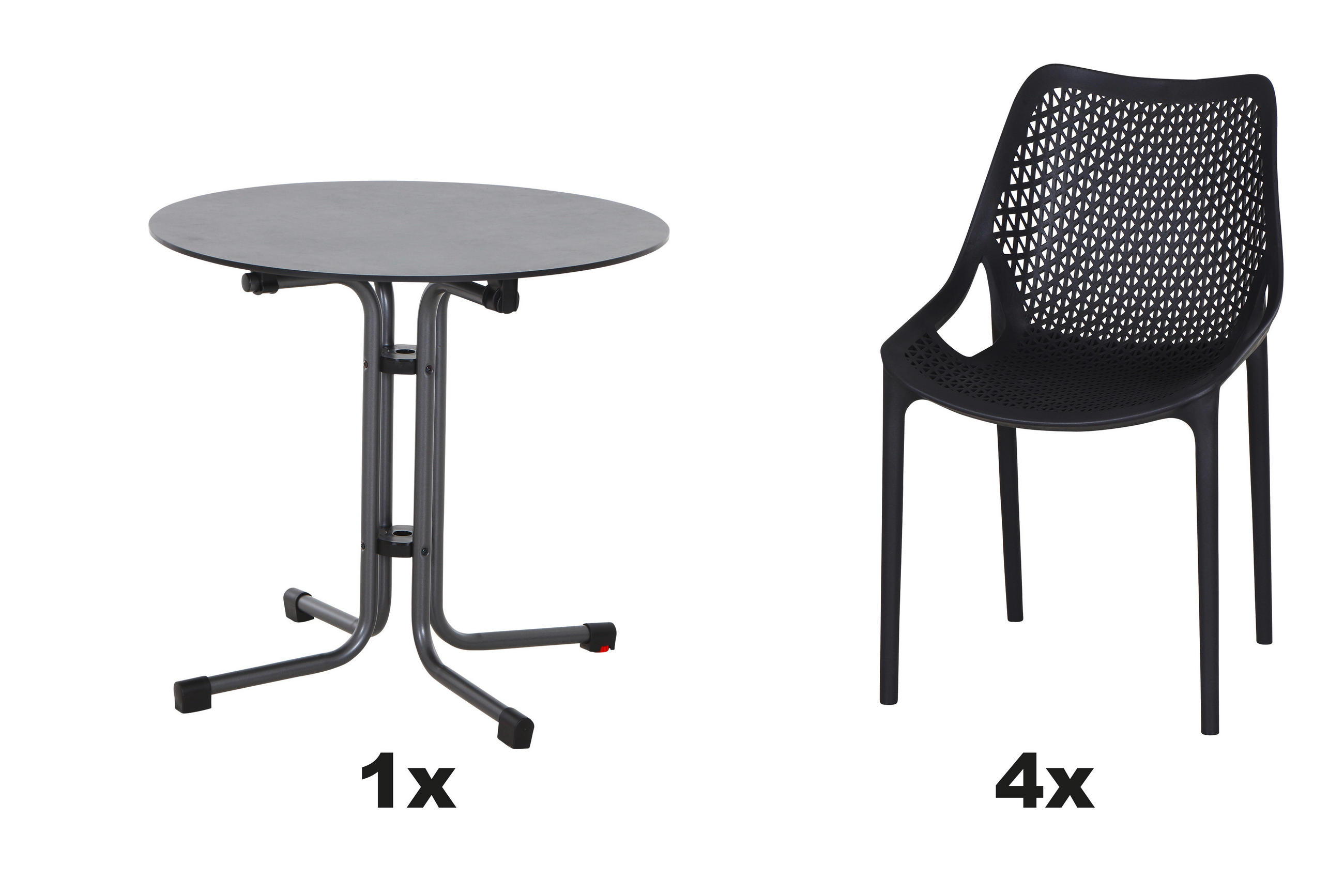GARTENGARNITUR 5-teilig Stahl  - Anthrazit, Basics, Kunststoff/Metall (80/81/80cm) - Siena Garden