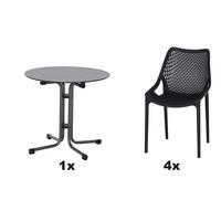 GARTENGARNITUR 5-teilig Stahl  - Anthrazit, Basics, Kunststoff/Metall (80/81/80cm) - Siena Garden