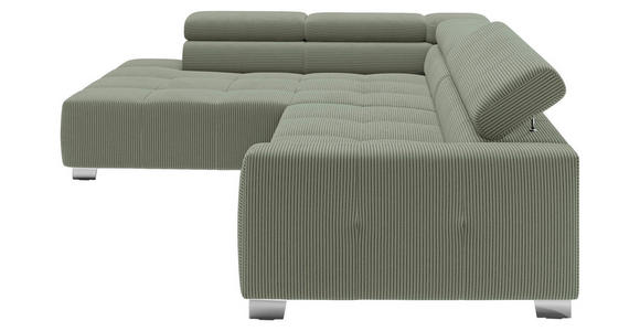 ECKSOFA Dunkelgrün Cord  - Chromfarben/Dunkelgrün, KONVENTIONELL, Textil/Metall (219/311cm) - Hom`in