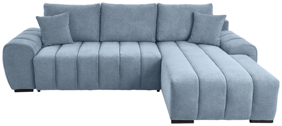 ECKSOFA in Flachgewebe Blau  - Blau/Schwarz, Konventionell, Holz/Textil (275/180cm) - P & B