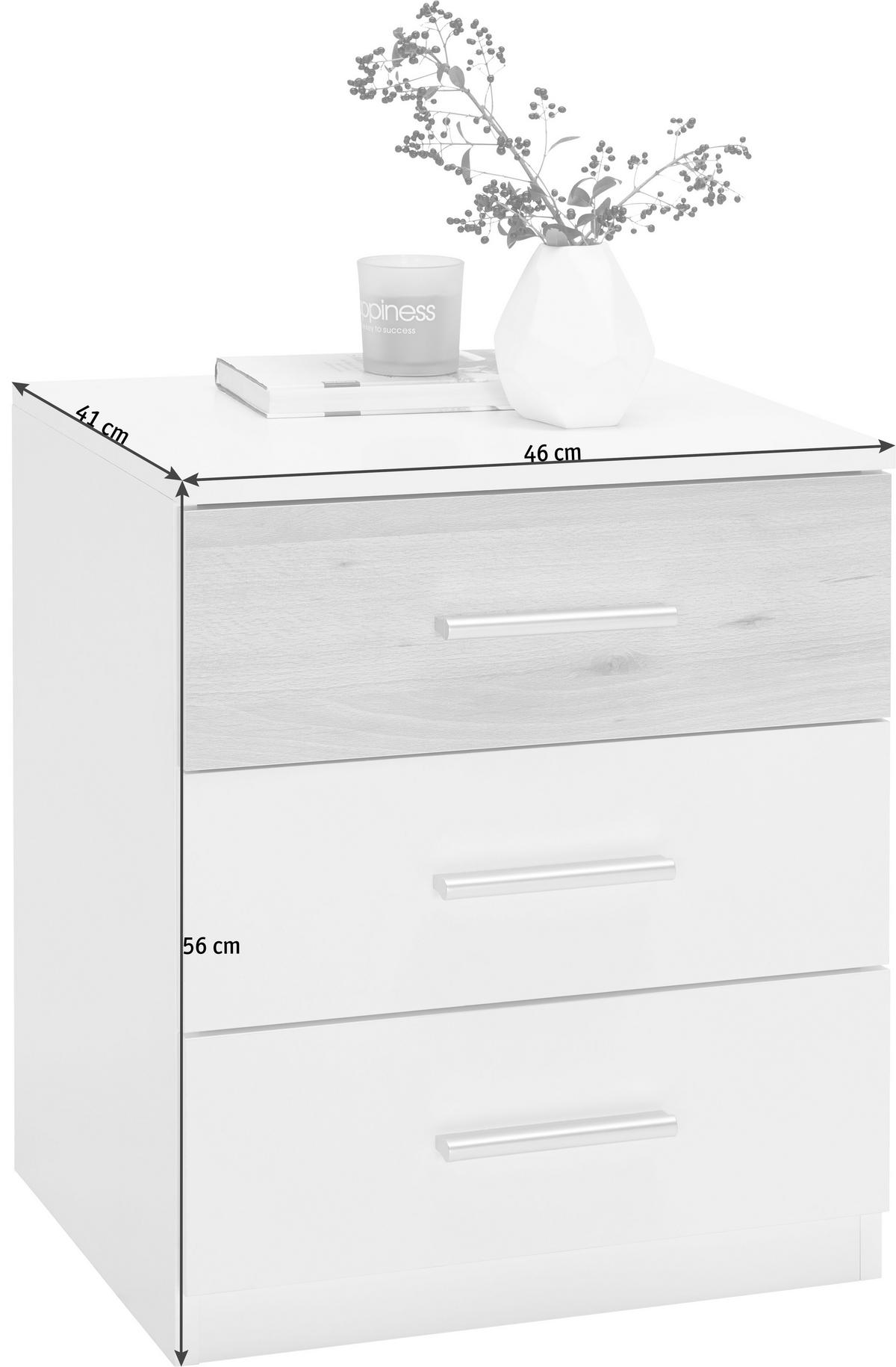 NACHTSCHRANKSET 46/56/41 cm  - Buchefarben/Alufarben, Design, Holzwerkstoff/Kunststoff (46/56/41cm) - Ti'me