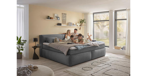 FAMILIENBOXSPRINGBETT - Dunkelgrau/Schwarz, LIFESTYLE, Kunststoff/Textil (240/200cm) - Esposa