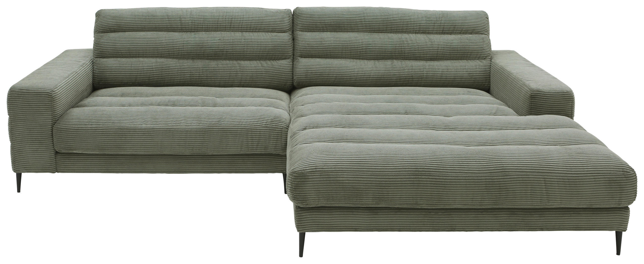 ECKSOFA Graugrün Cord Rücken echt  - Schwarz/Graugrün, Design, Textil/Metall (296/207cm) - Dieter Knoll