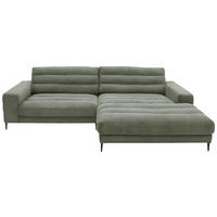 ECKSOFA Graugrün Cord Rücken echt  - Schwarz/Graugrün, Design, Textil/Metall (296/207cm) - Dieter Knoll
