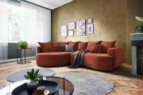 ECKSOFA Rotbraun Chenille  - Rotbraun/Schwarz, Design, Kunststoff/Textil (194/307cm) - Carryhome