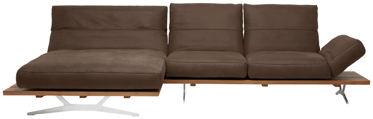 SEDEŽNA GARNITURA, mikrovlakna rjava  - barve nerjavečega jekla/rjava, Design, kovina/tekstil (157/320cm) - Ambiente