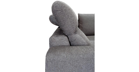 ECKSOFA Dunkelgrau Chenille Zierkissen, Bettkasten, Schlaffunktion, Rücken echt, Kopfteilverstellung, Liegefläche im Originalstoff  - Dunkelgrau/Schwarz, KONVENTIONELL, Textil/Metall (266/185cm) - Carryhome