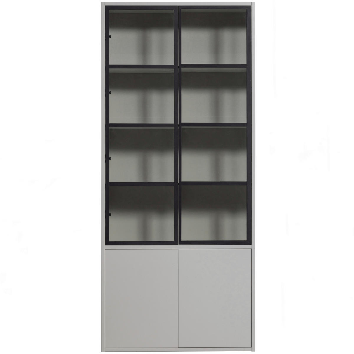 VITRINE in massiv Kiefer Grau  - Schwarz/Grau, Design, Glas/Holz (101/230/40cm) - Livetastic