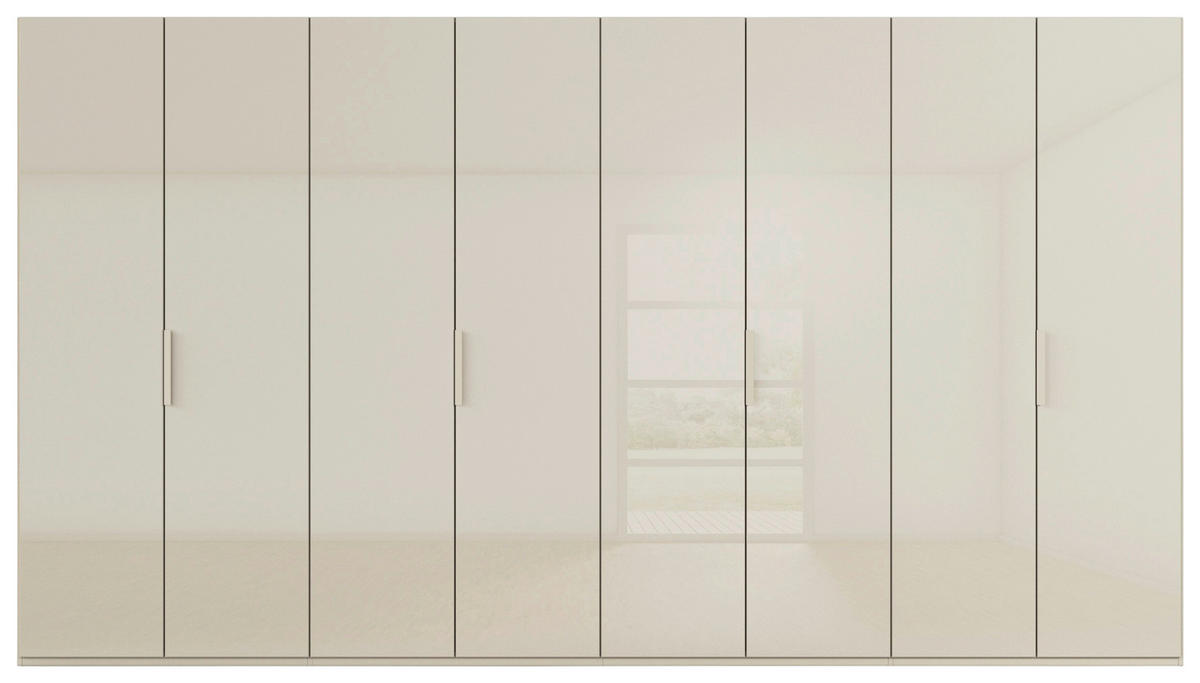 DREHTÜRENSCHRANK 400/235/61 cm,  in Champagner, 8-türig  - Champagner, Basics, Glas/Holzwerkstoff (400/235/61cm) - Novel