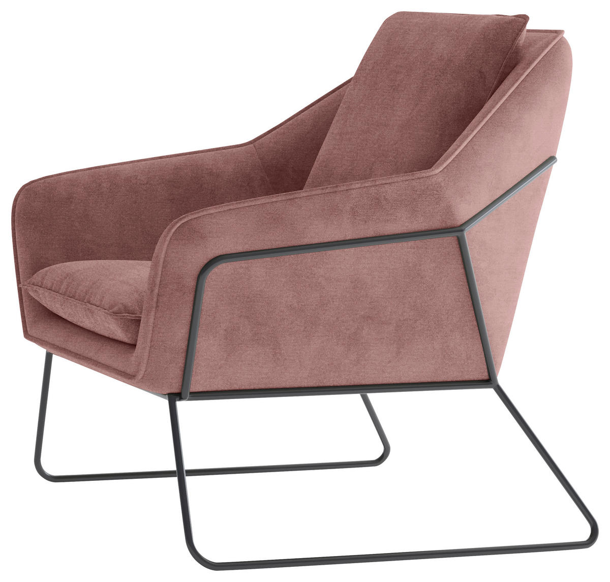 SESSEL in Flachgewebe Altrosa  - Schwarz/Altrosa, Design, Textil/Metall (78/85/85cm) - Livetastic