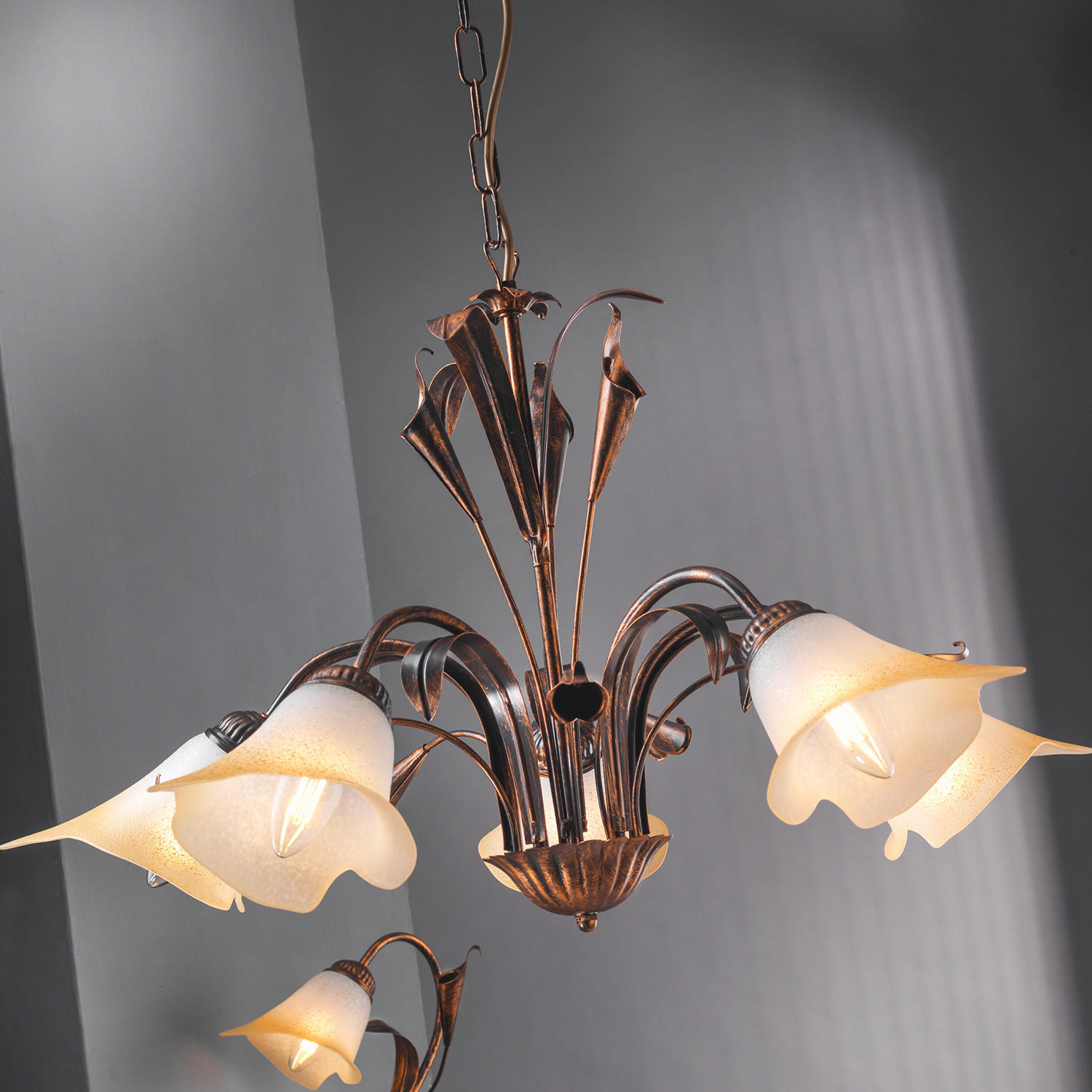 KRONLEUCHTER 70/100 cm   - Bronzefarben, Natur, Glas/Metall (70/100cm)