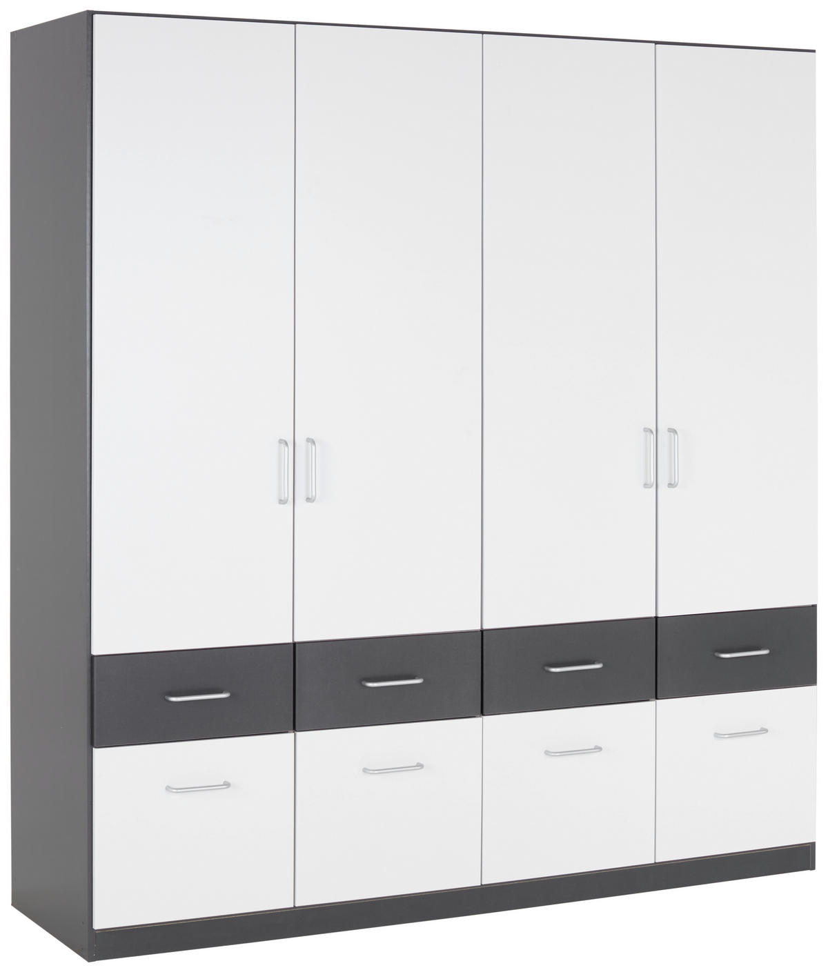 KLEIDERSCHRANK 181/197/54 cm Grau, Weiß  - Alufarben/Weiß, KONVENTIONELL, Holzwerkstoff/Kunststoff (181/197/54cm) - Rauch Möbel
