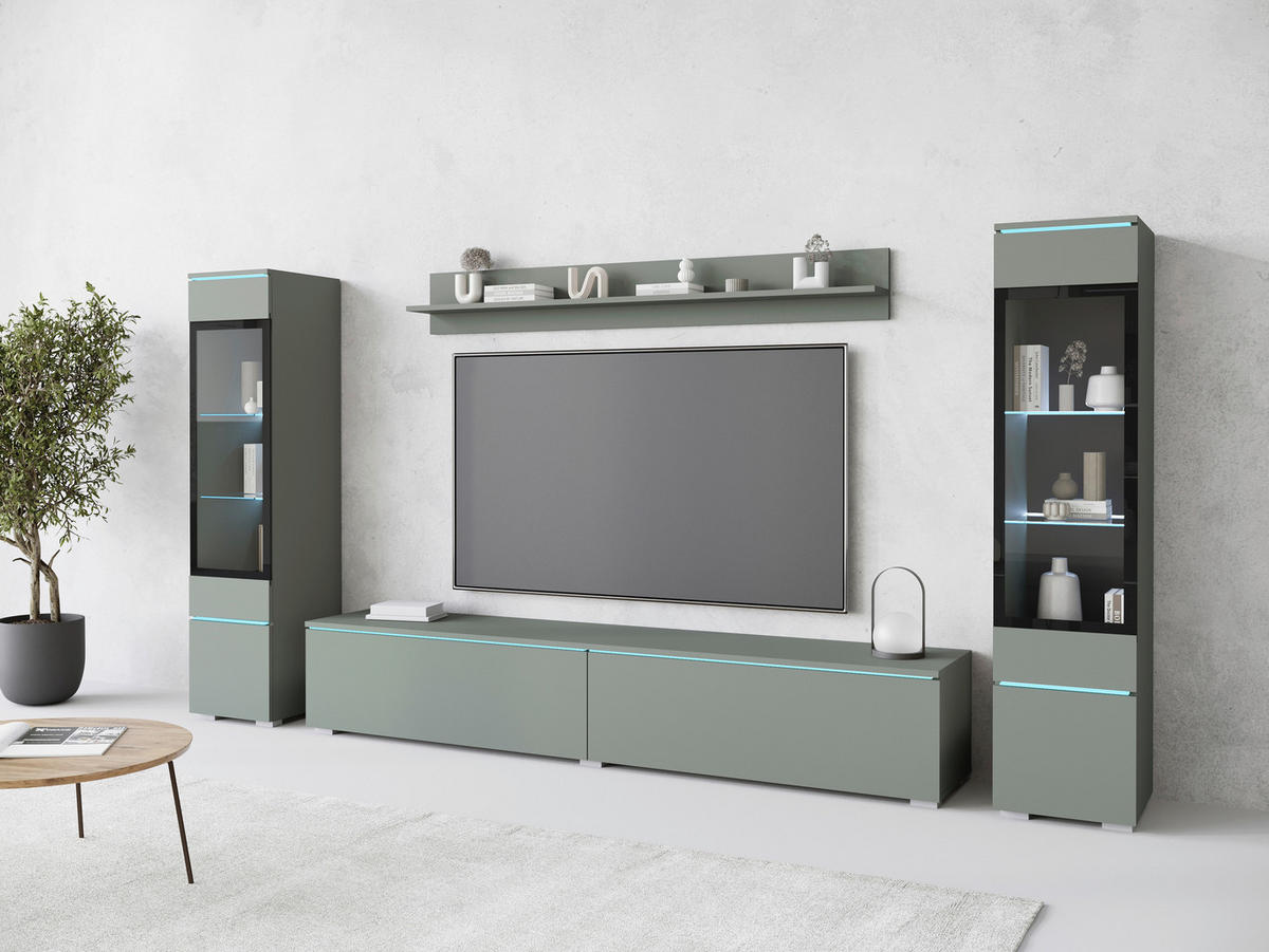 DNEVNI REGAL,  zelena  - siva/zelena, Trend, umetna masa/steklo (240/130/33cm) - P & B